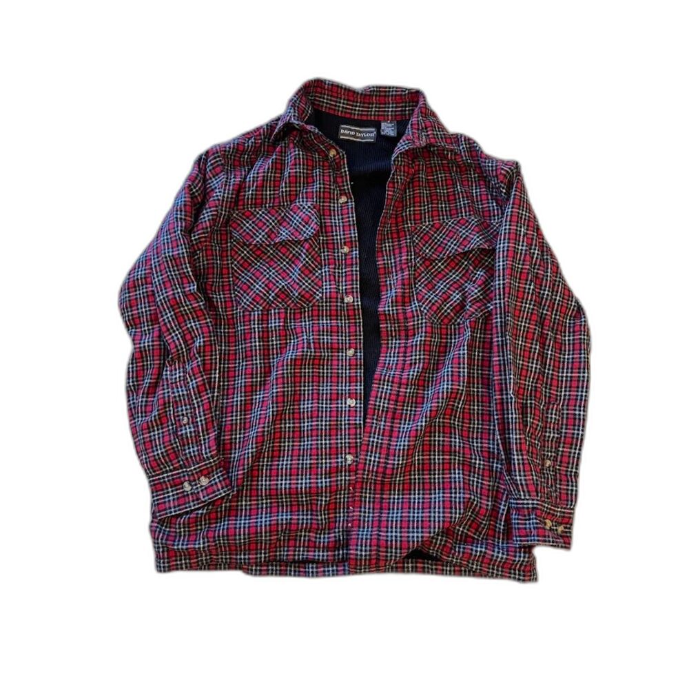 David Taylor Red/Black Plaid Flannel Shirt Size Small